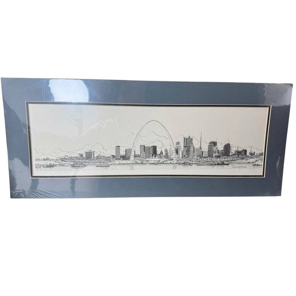 Richard E Long 1988 St Louis MO Double Matted Artwork 157/1000- 24" x 10" New
